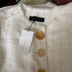 Zara Tweed Coat in cream